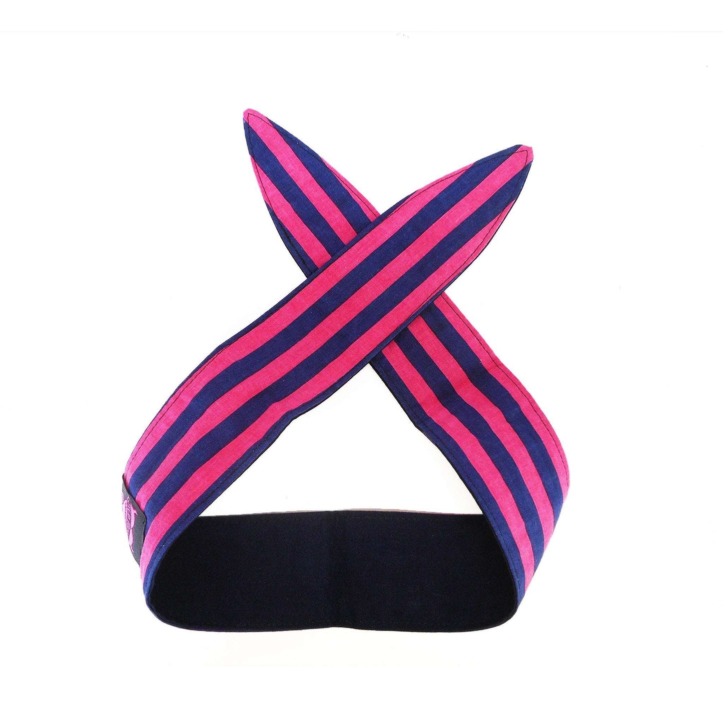 Blau und rosa gestreiftes handgemachtes Haarband.